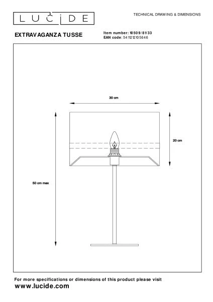 Lucide EXTRAVAGANZA TUSSE - Lámpara de mesa - Ø 30 cm - 1xE14 - Verde - técnico